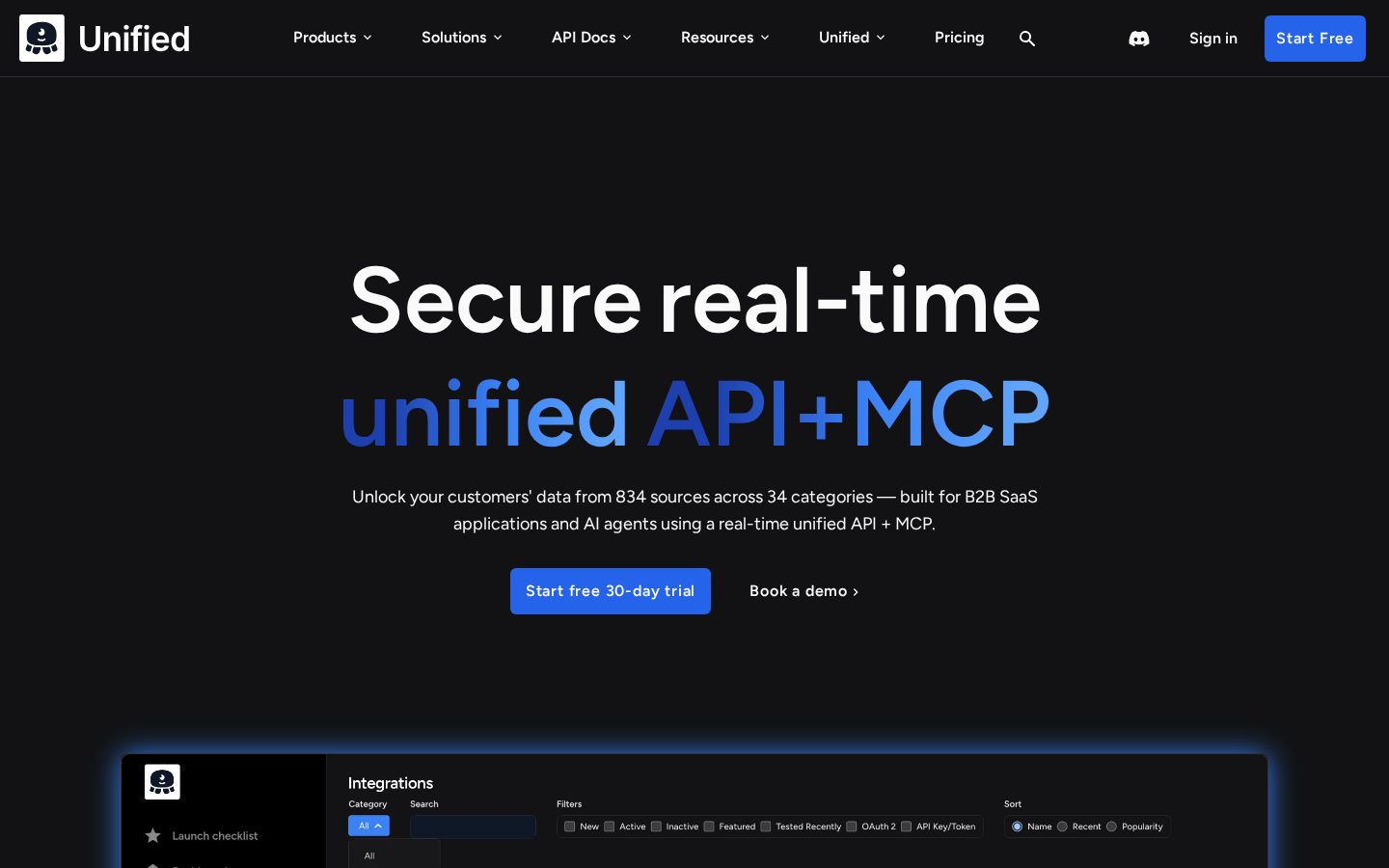 Unified.to Homepage