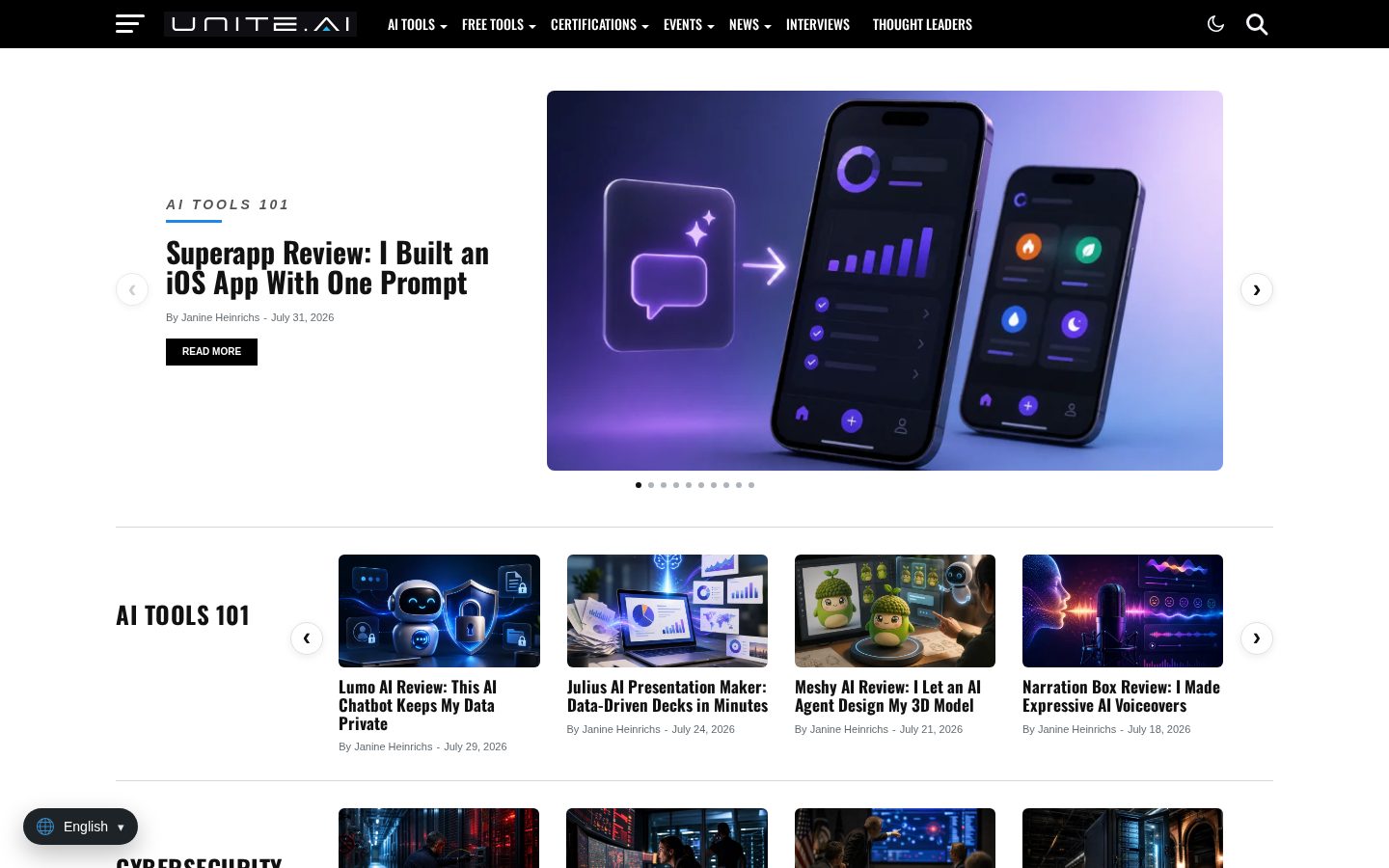 Unite.AI Homepage