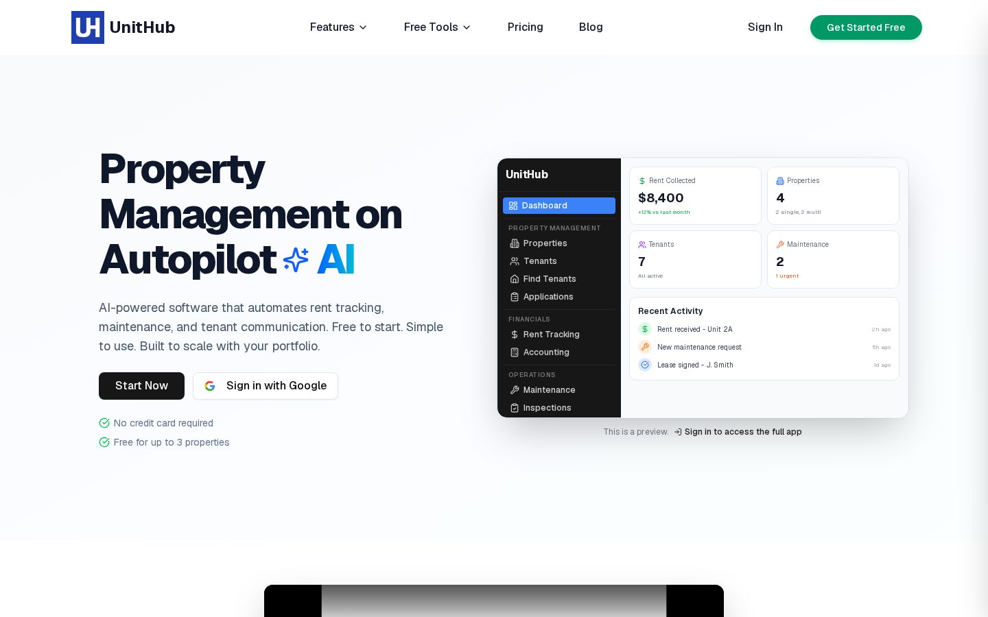 UnitHub Homepage