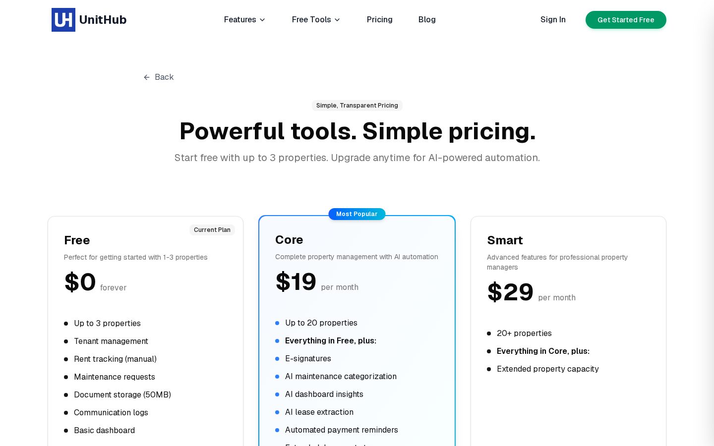 UnitHub Pricing
