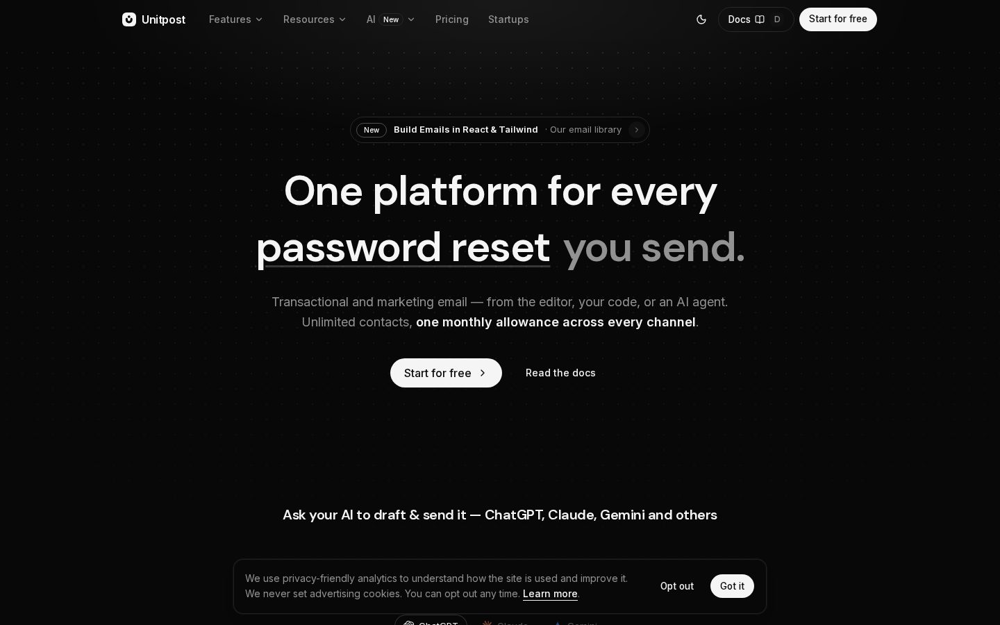 Unitpost Homepage