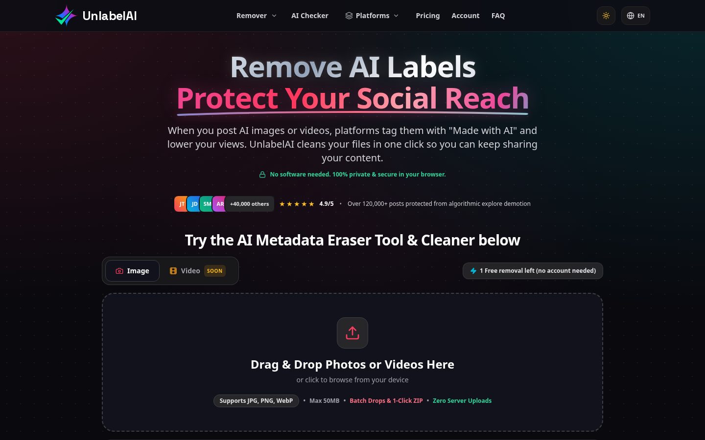 Unlabel AI Homepage