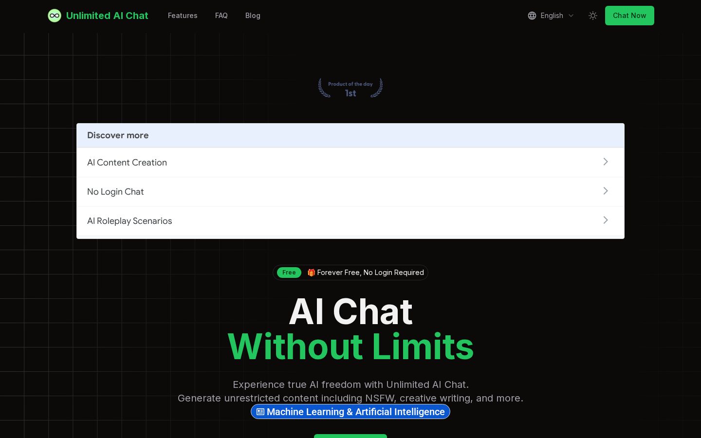 Unlimited AI Chat Homepage
