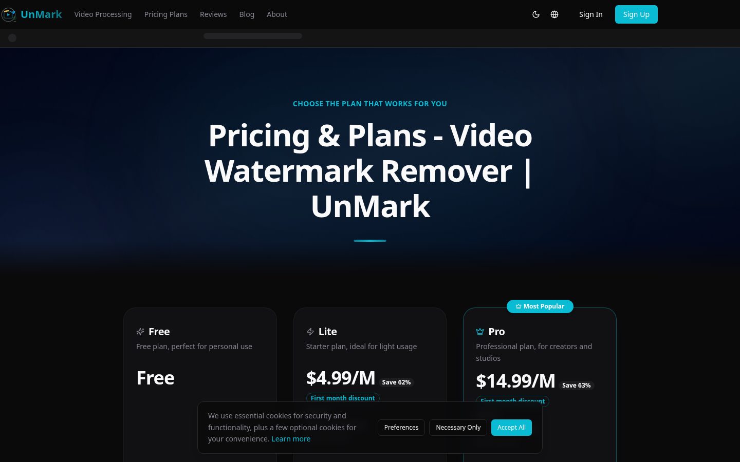 UnMark Pricing
