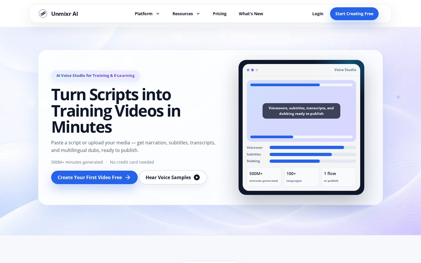 Unmixr Homepage