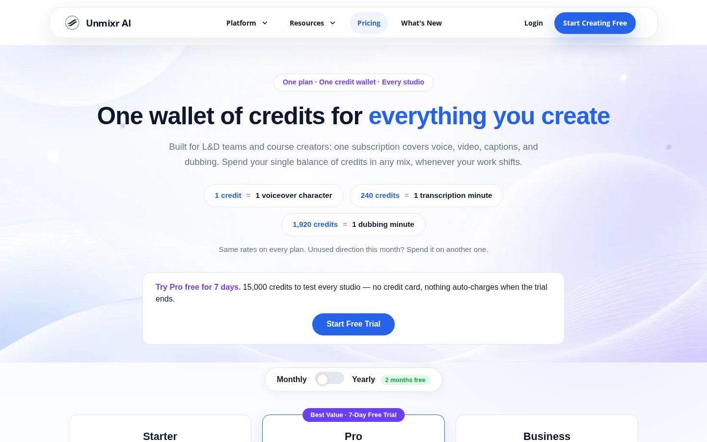 Unmixr Pricing