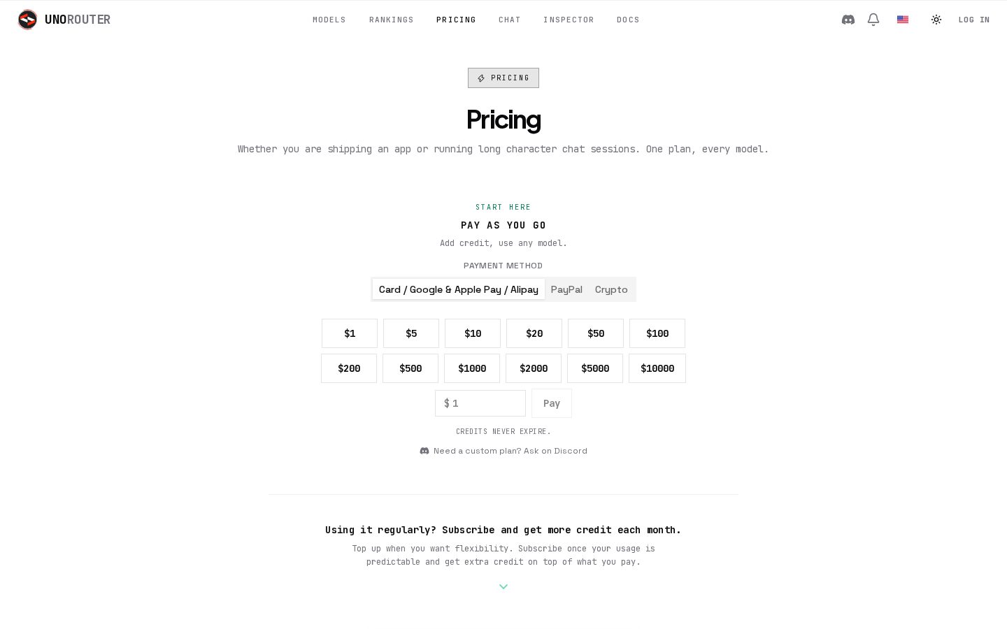UnoRouter Pricing