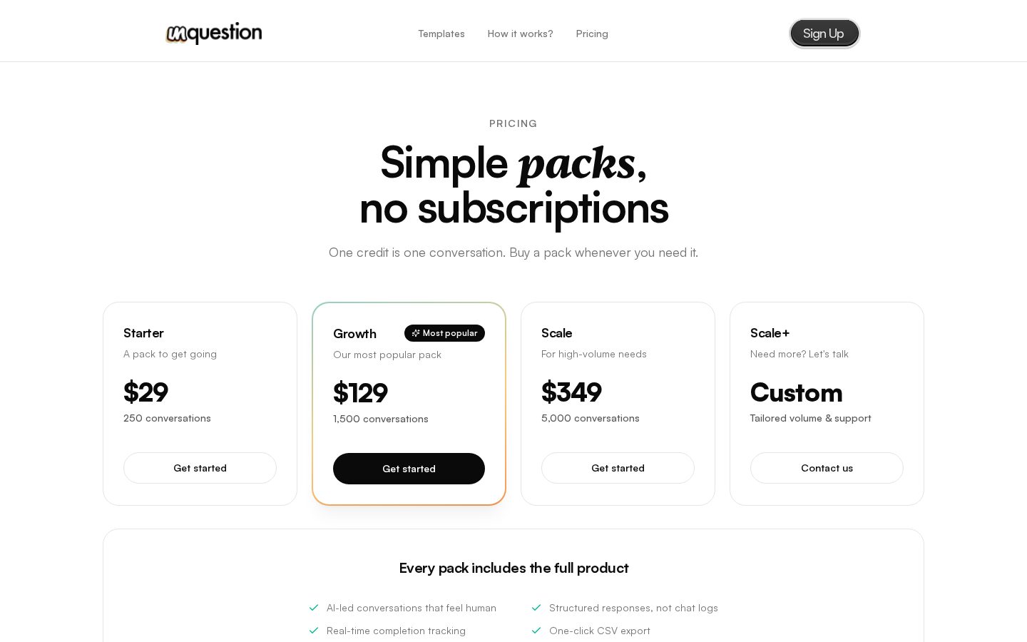 unquestion Pricing