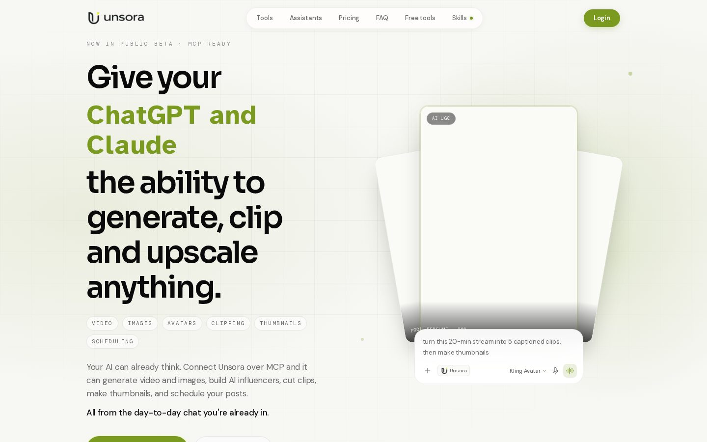Unsora AI Homepage