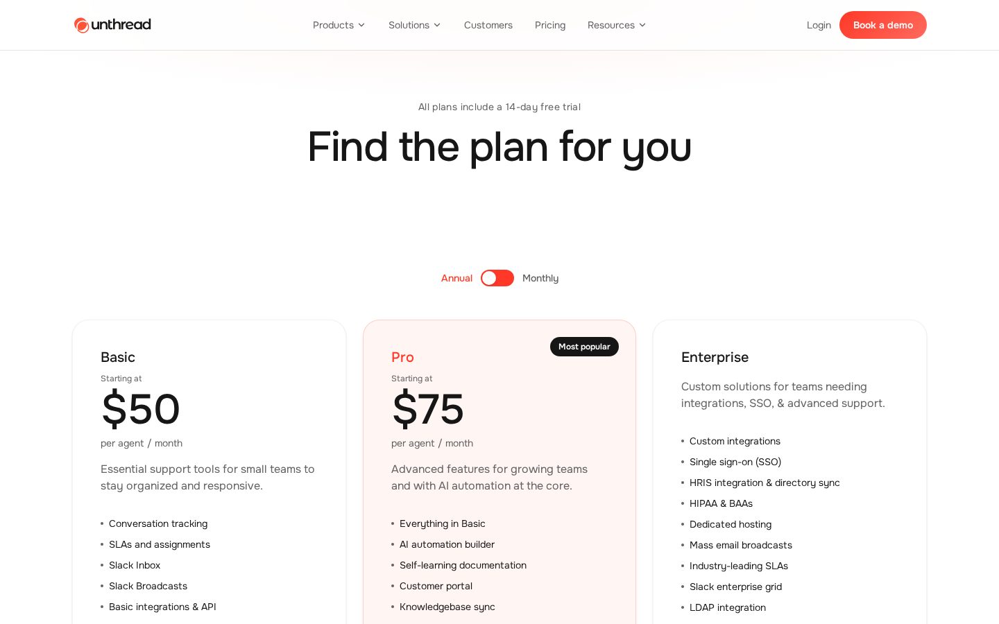 Unthread Pricing
