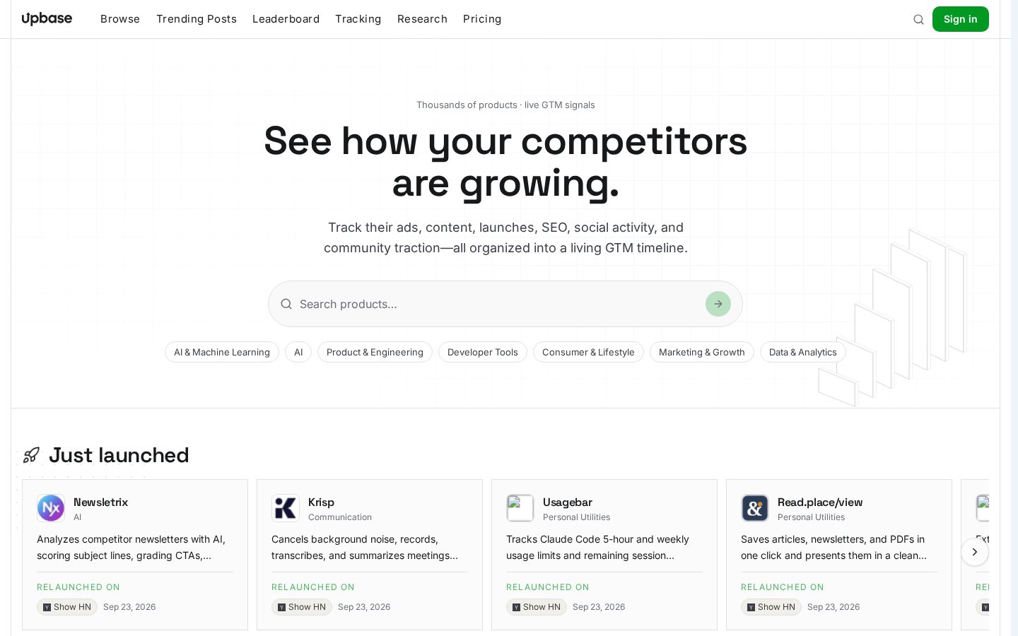 Upbase.ai Homepage