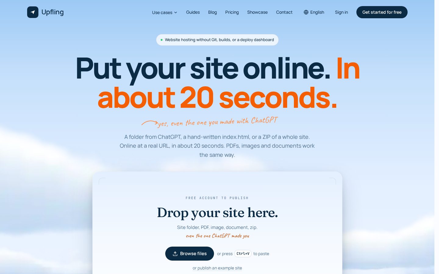 Upfling.host Homepage