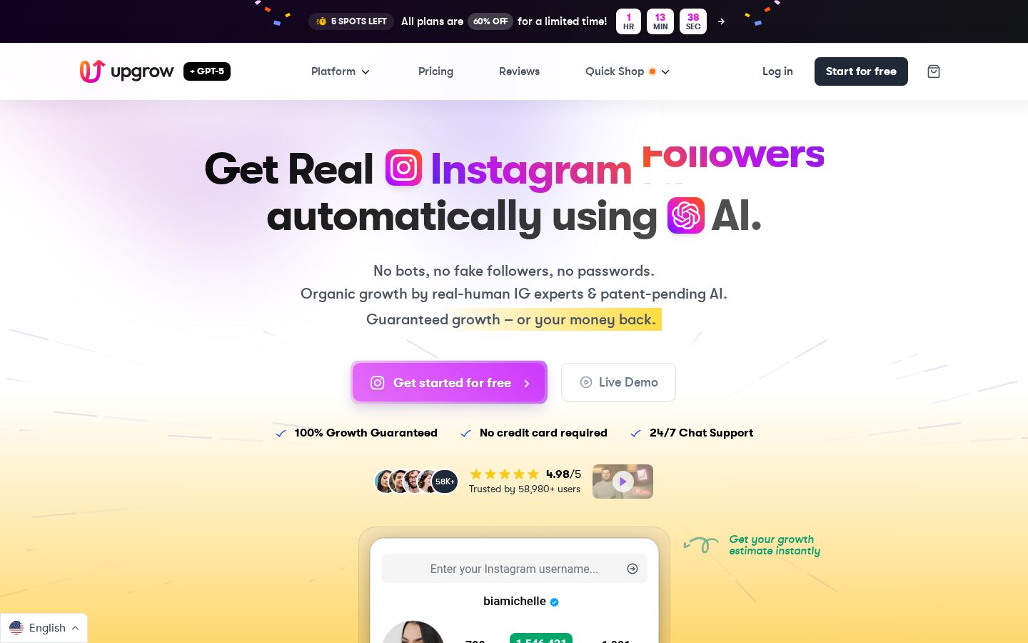 UpGrow Homepage