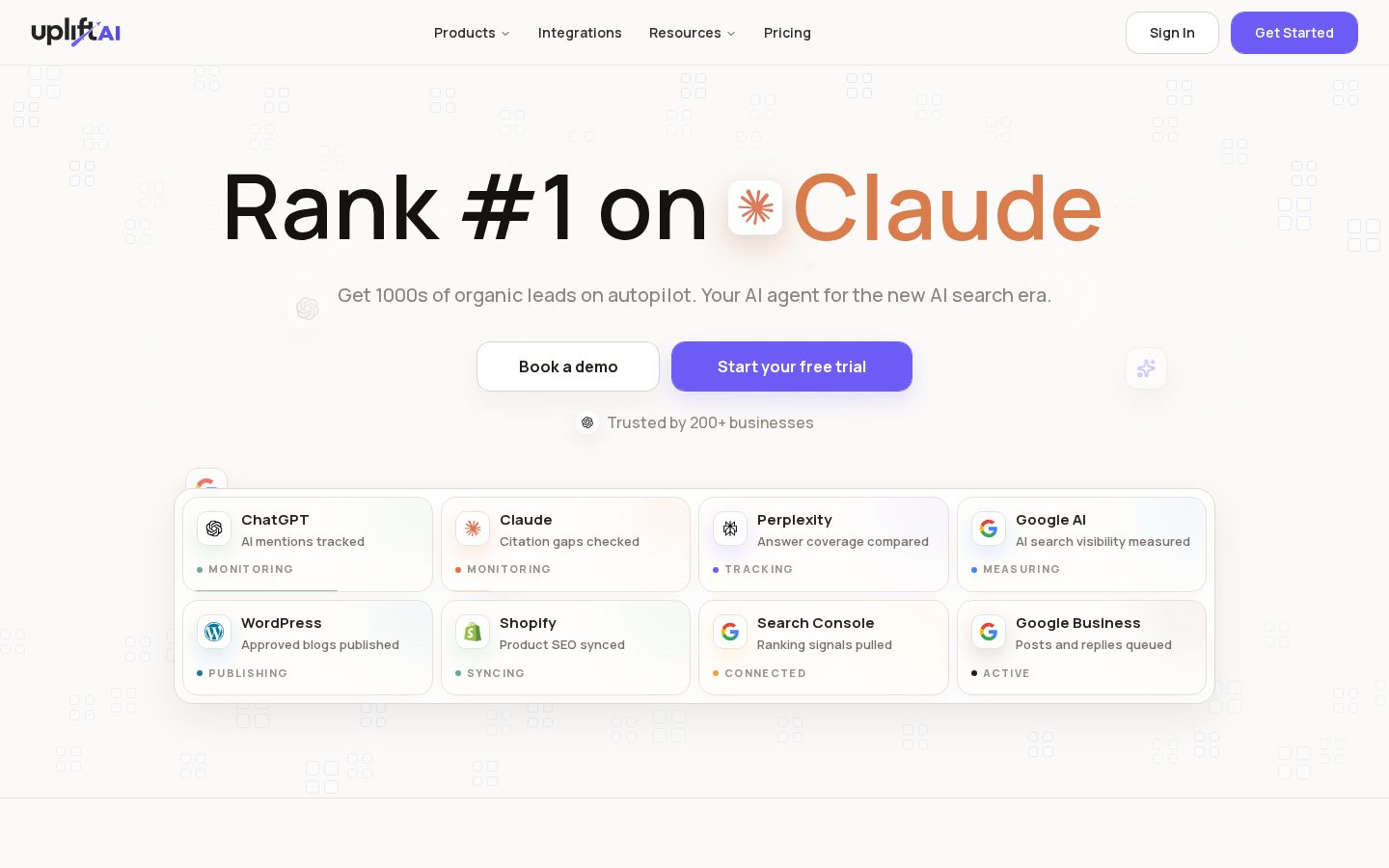 UpliftAI SEO on Autopilot Homepage