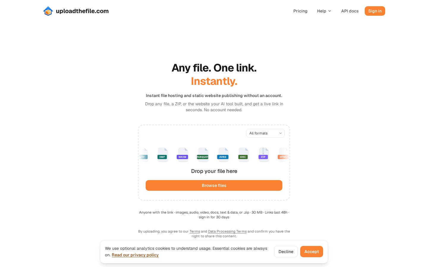 uploadthefile.com Homepage