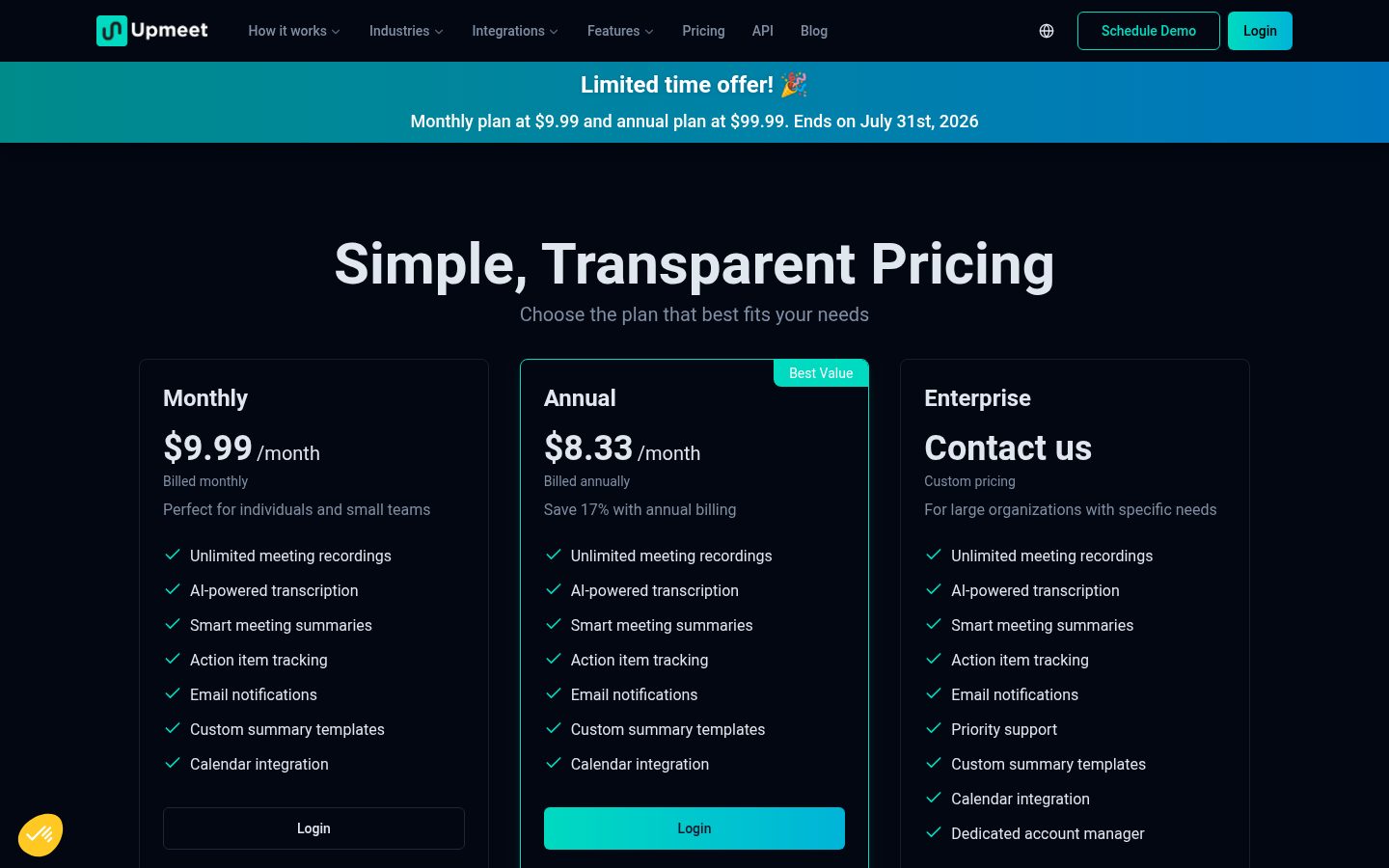 UpMeet Pricing