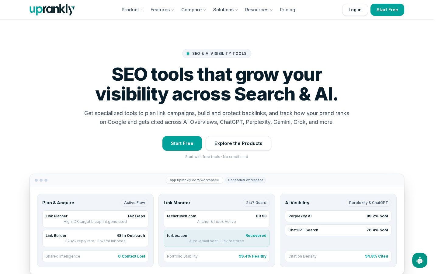 Uprankly LinkPro Homepage