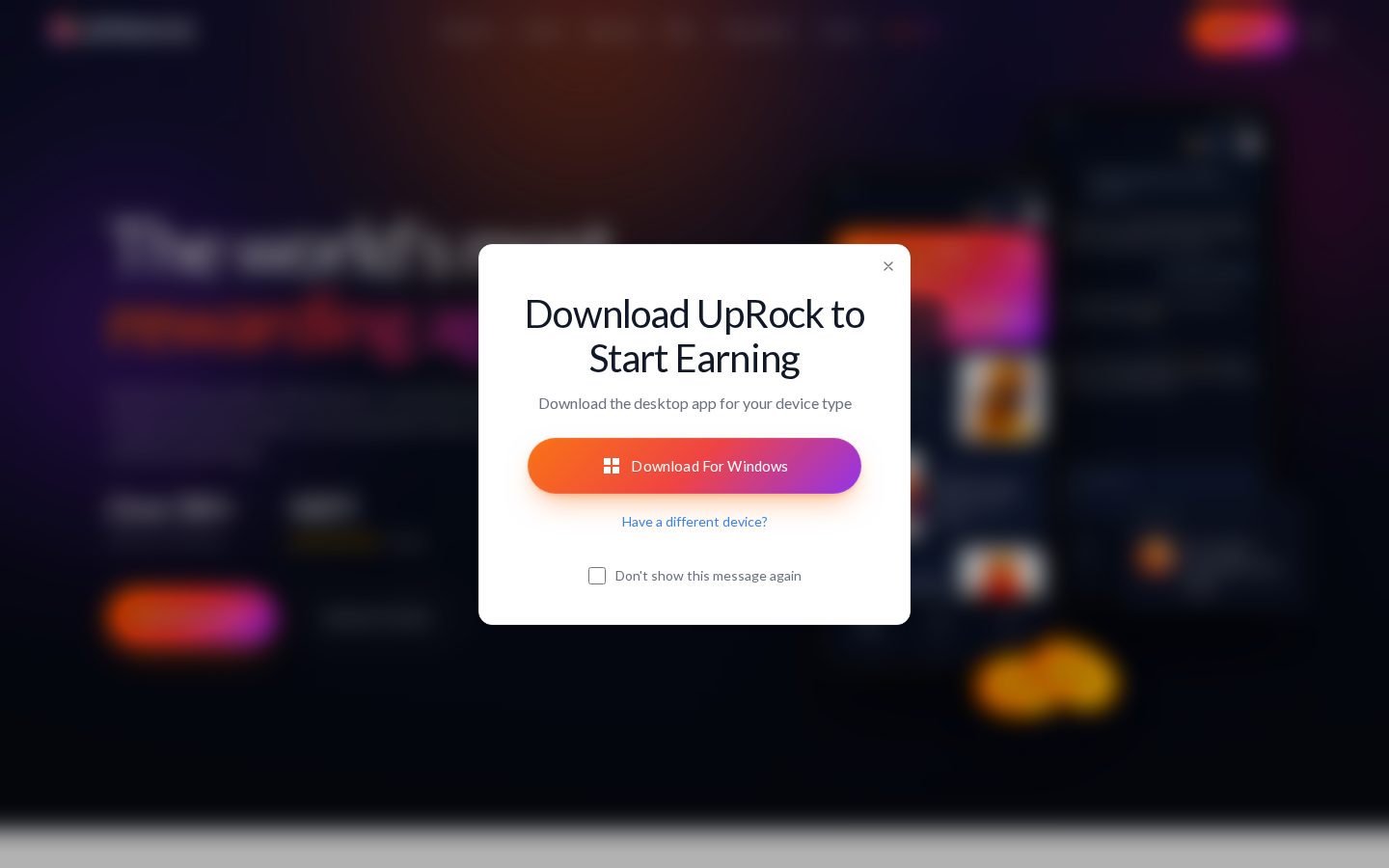 UpRock Homepage