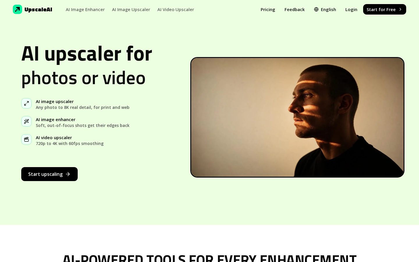 UpscaleAI Homepage