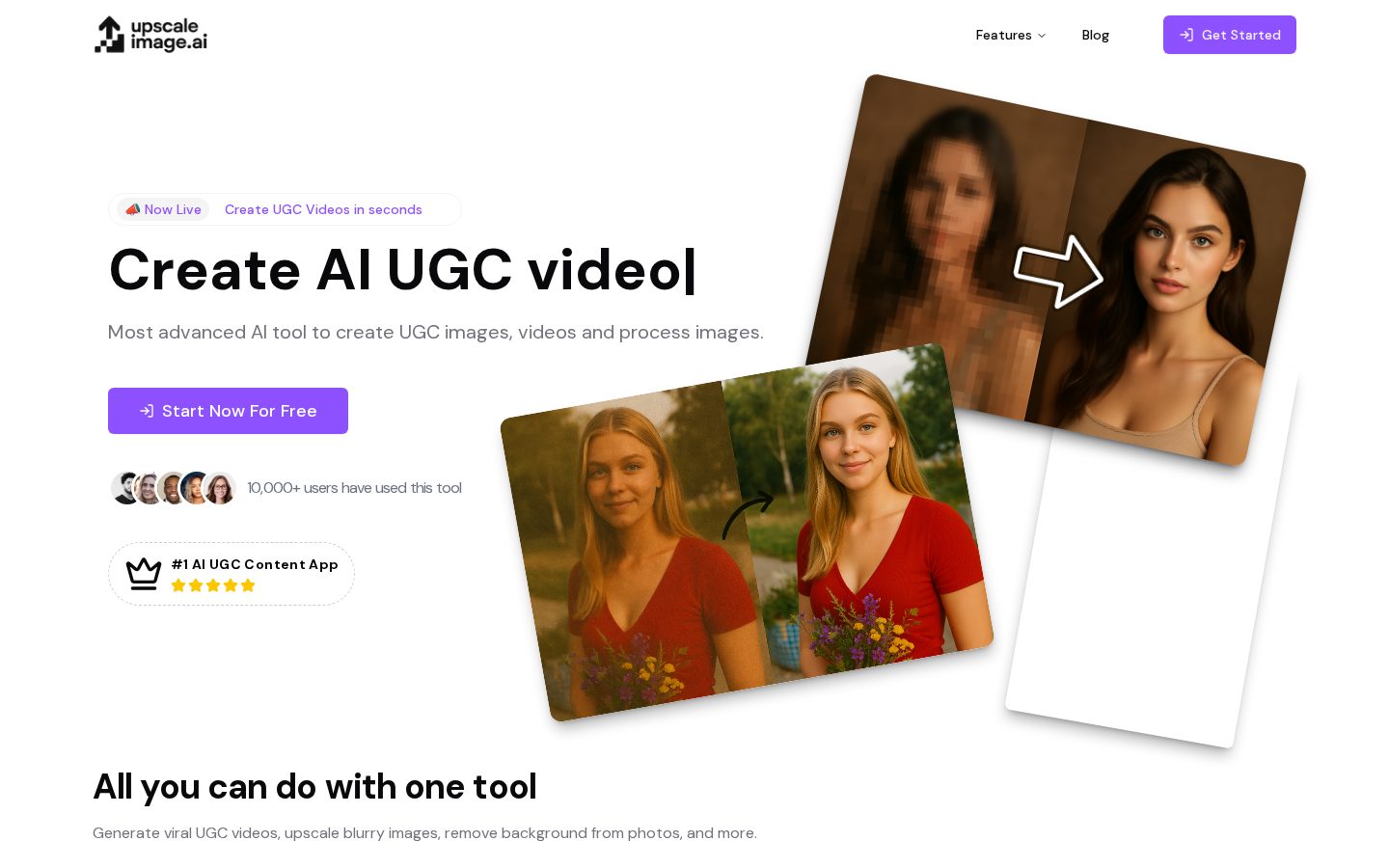 UpscaleImage.AI Homepage