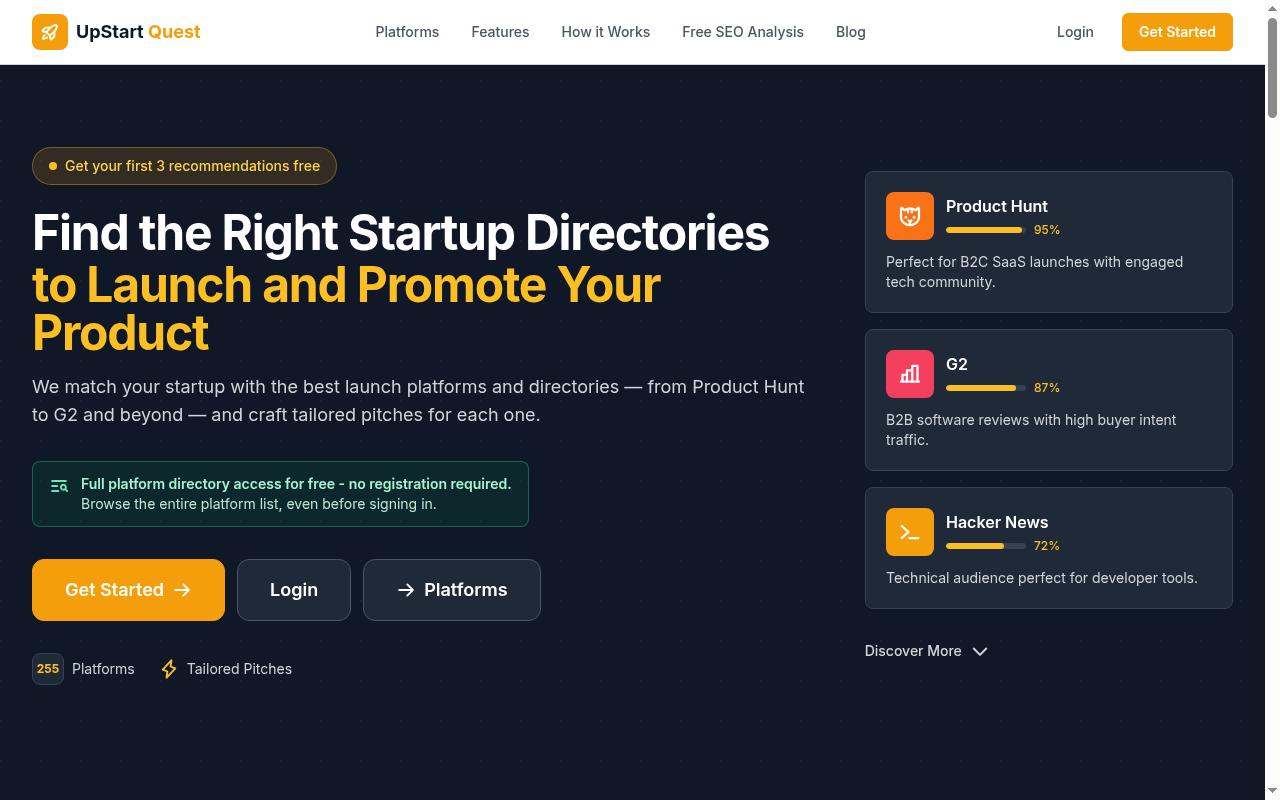 UpStart Homepage