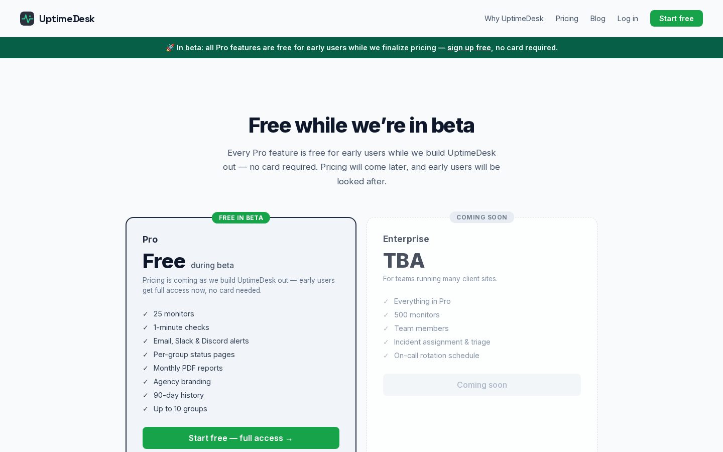 UptimeDesk Pricing