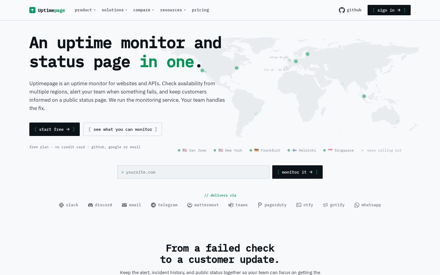 Uptimepage Homepage
