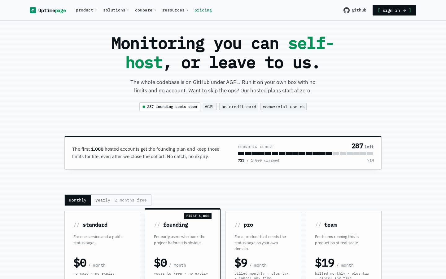 Uptimepage Pricing
