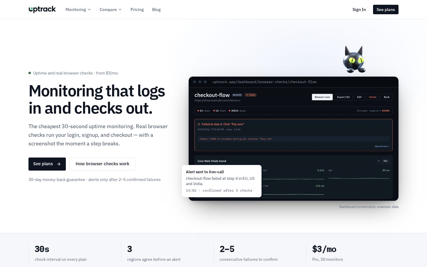 Uptrack.app Homepage