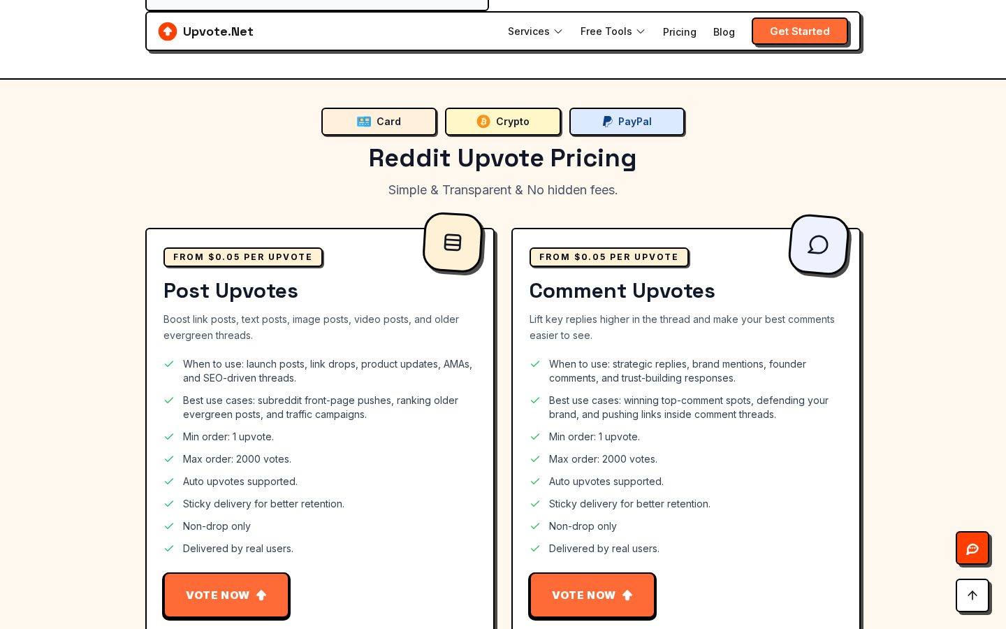 Upvote.Net Pricing