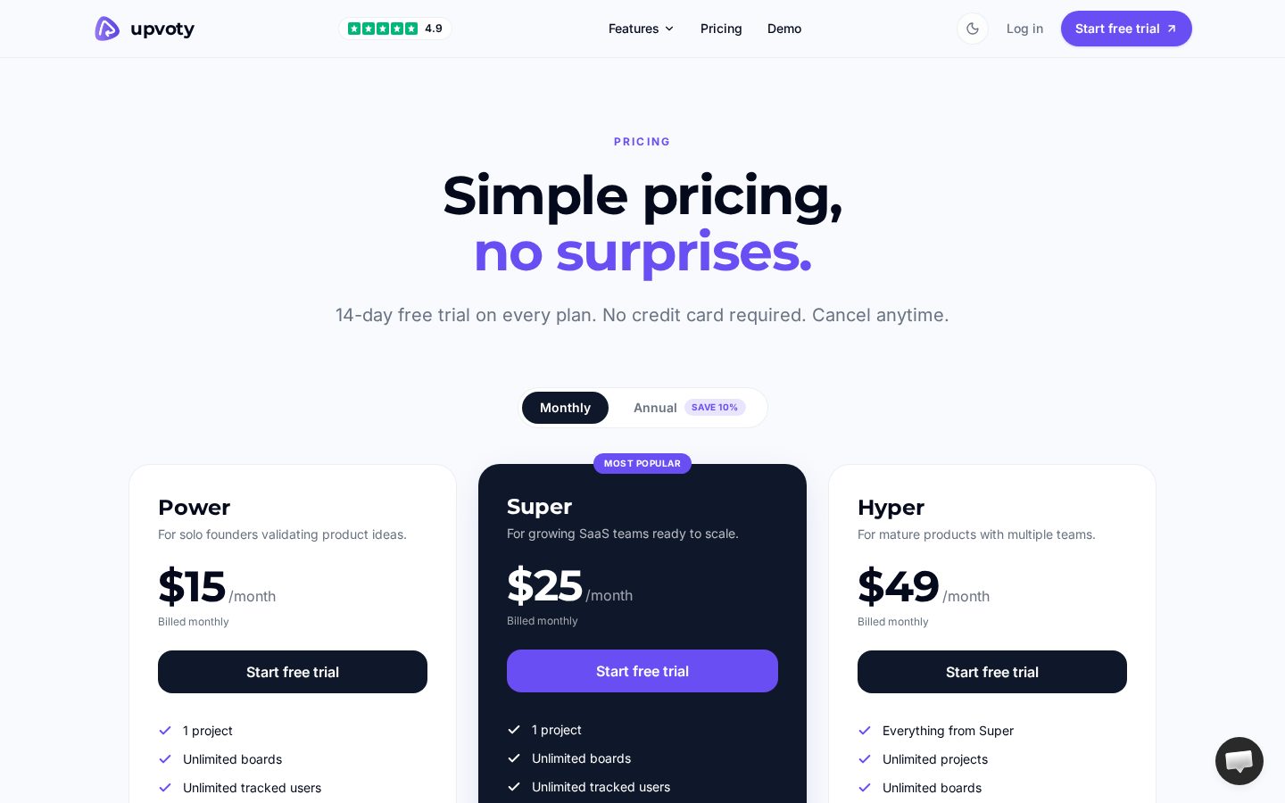 Upvoty Pricing