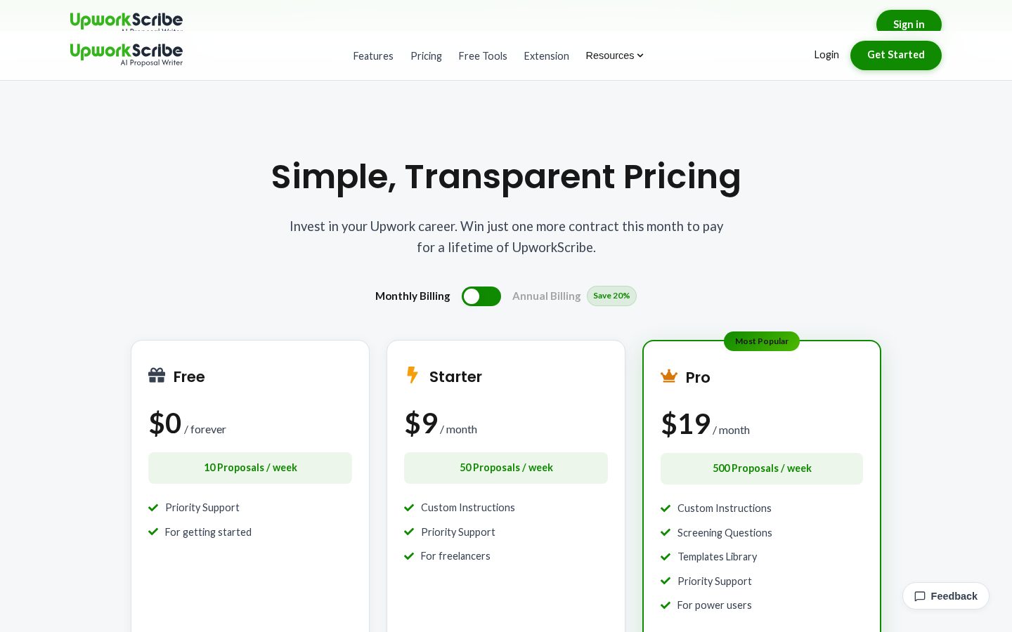 UpworkScribe Pricing