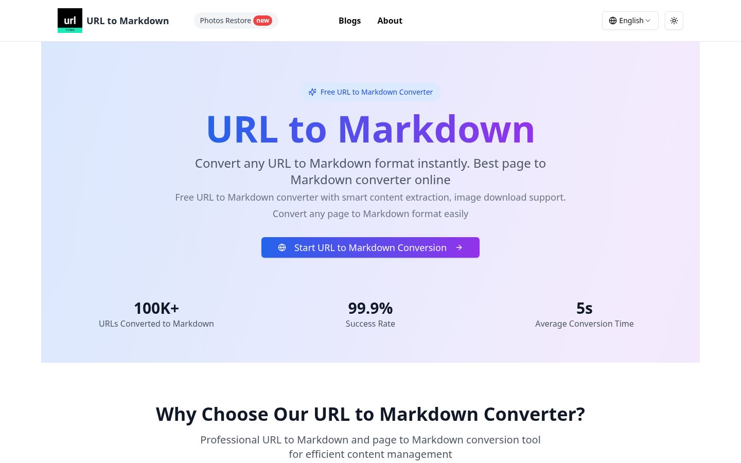 url to markdown Homepage