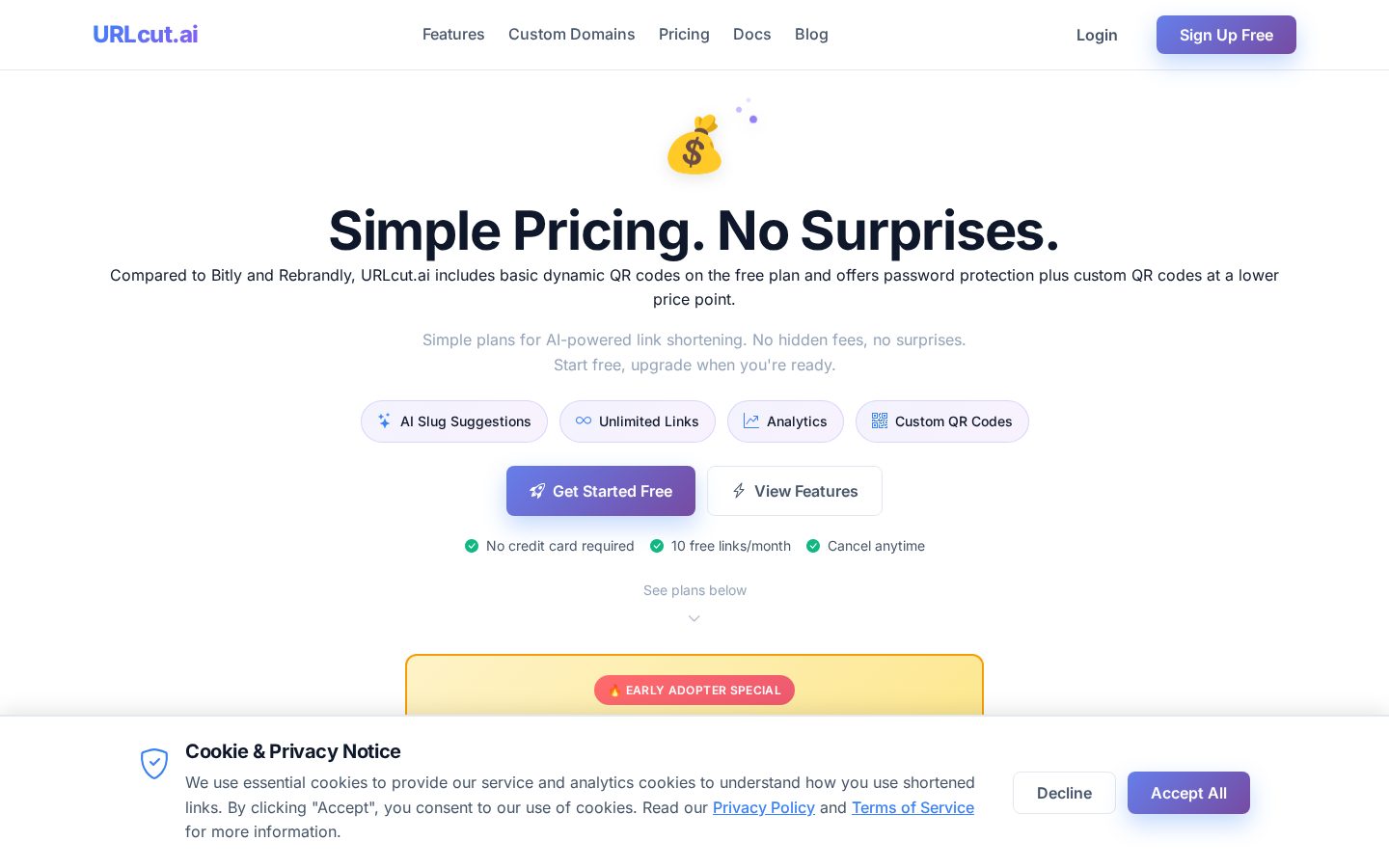 URLcut.ai Pricing