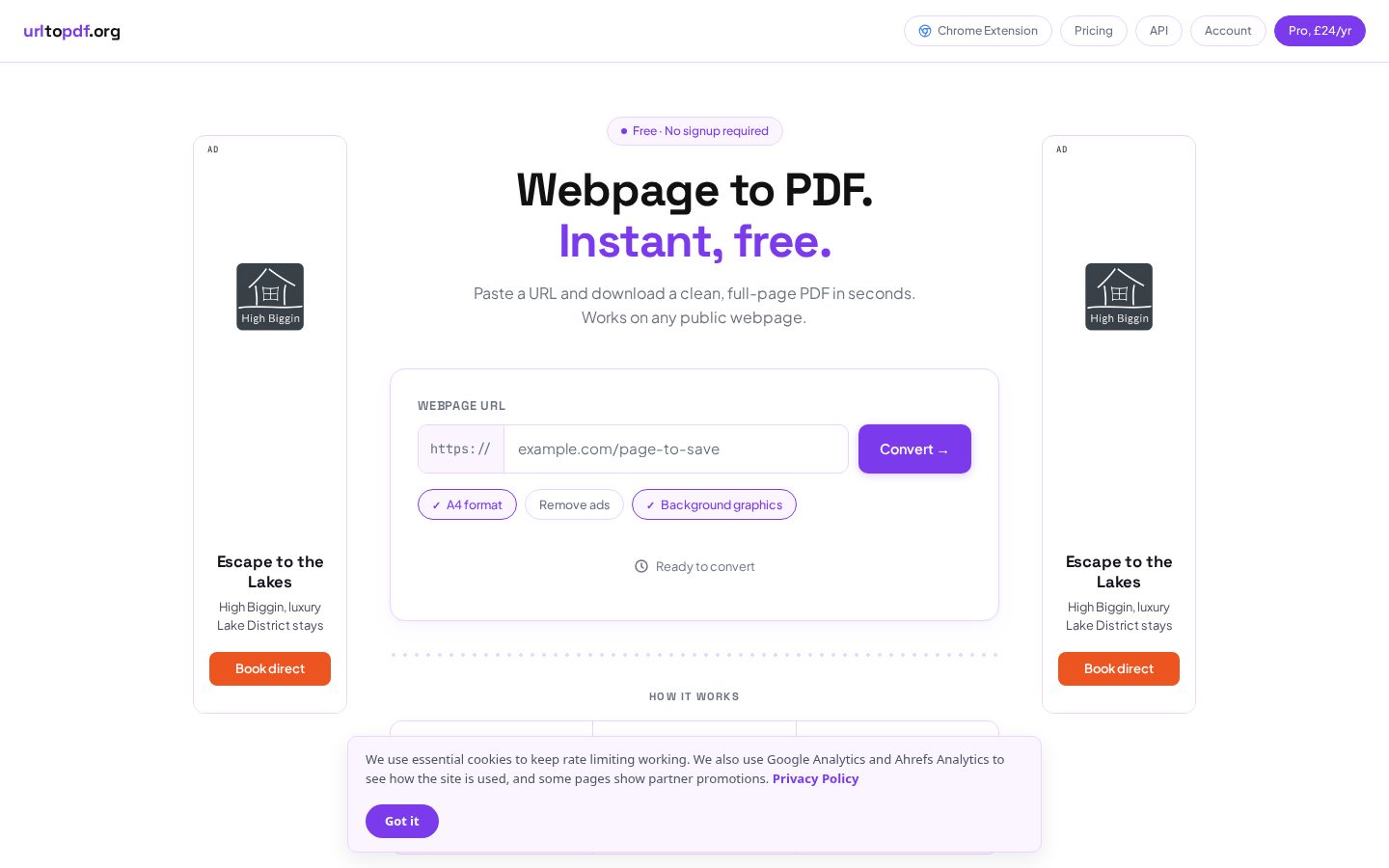 UrlToPdf.org Homepage