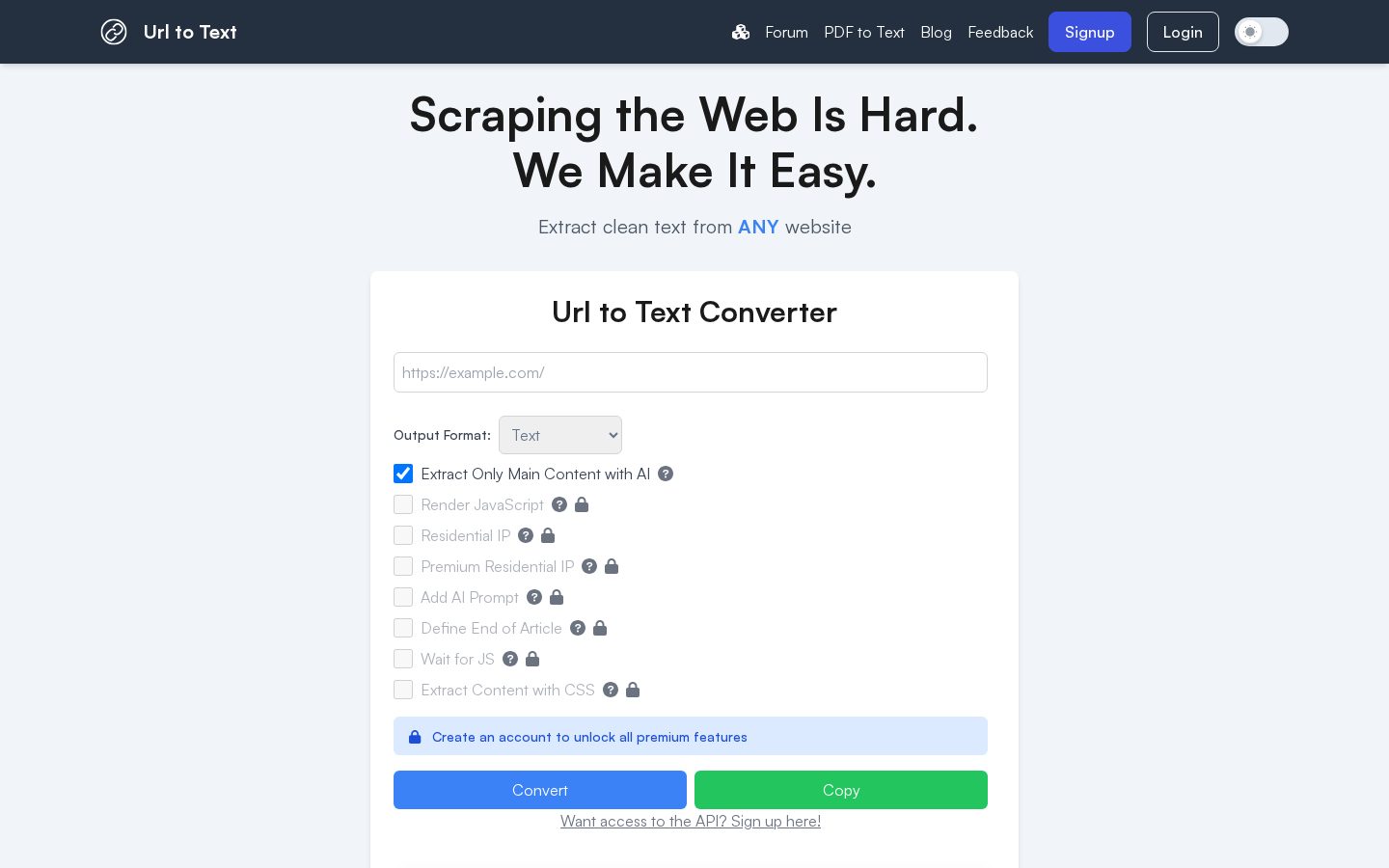 URLtoText Homepage