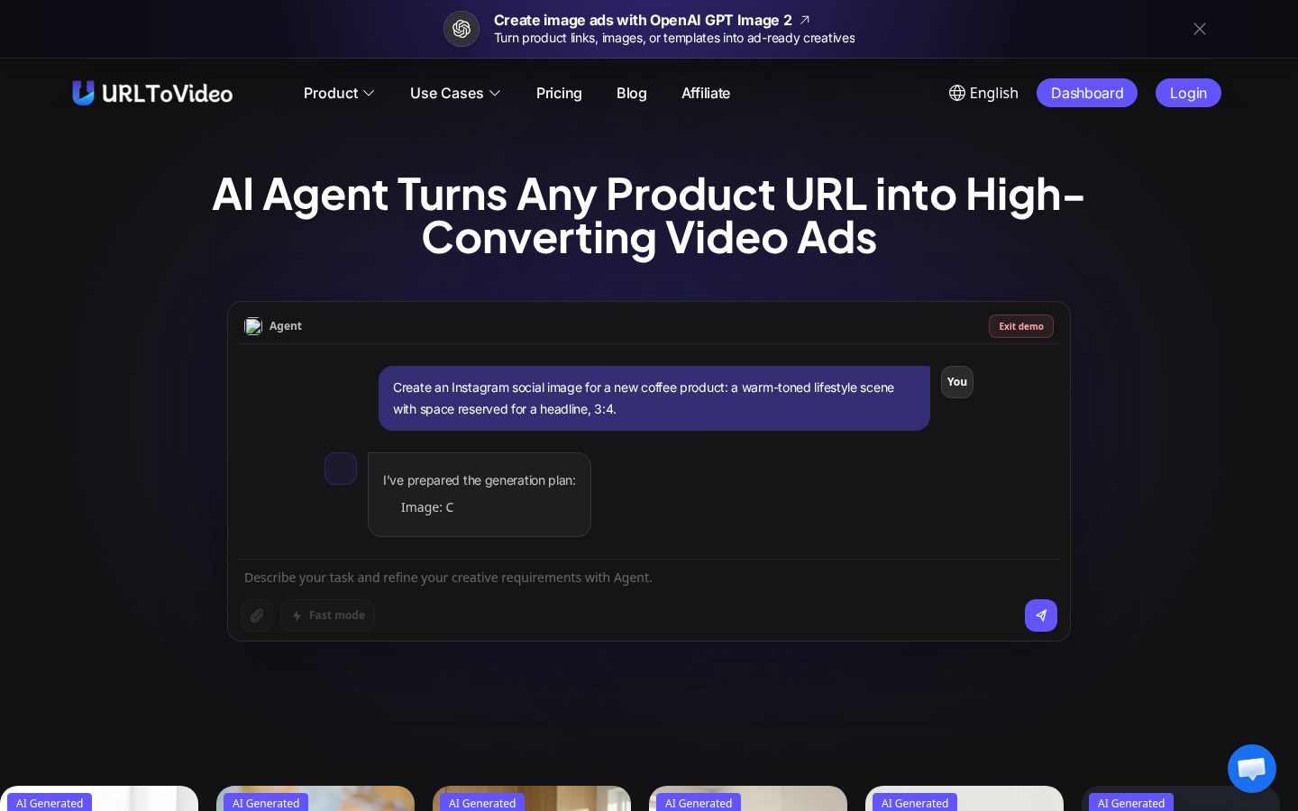 UrlToVideo Homepage