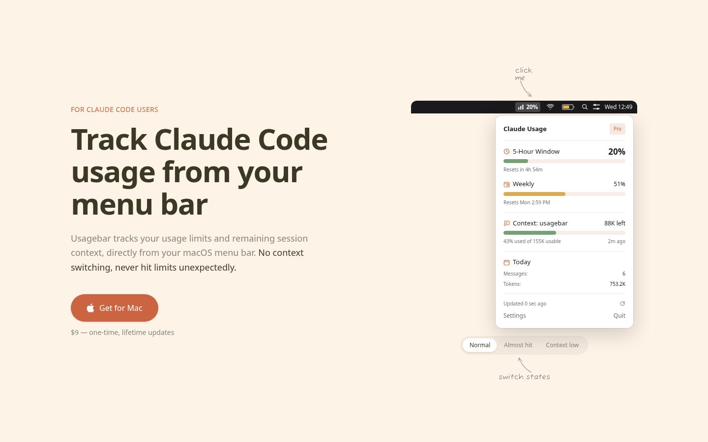 Usagebar Homepage