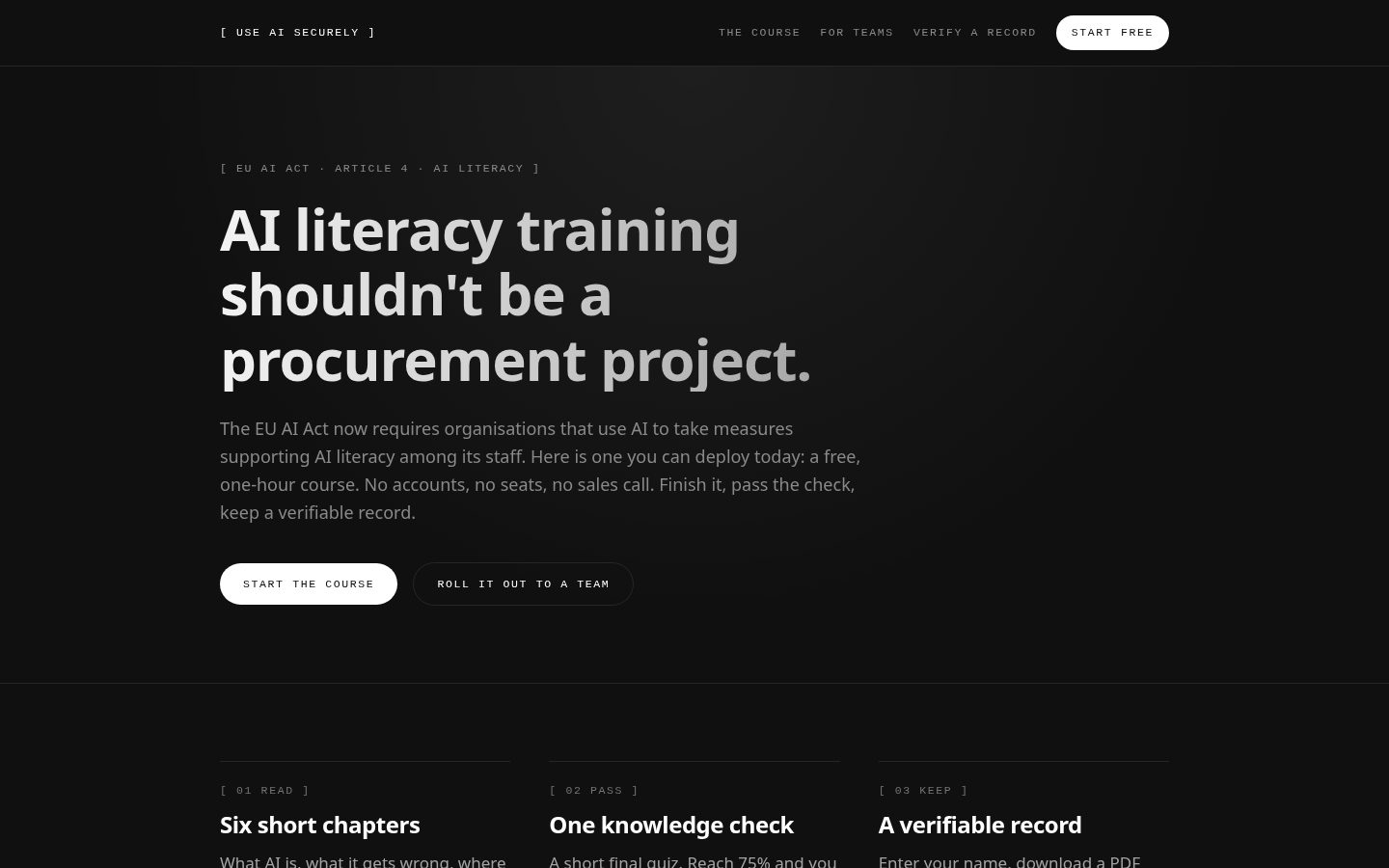 Use AI Securely Homepage