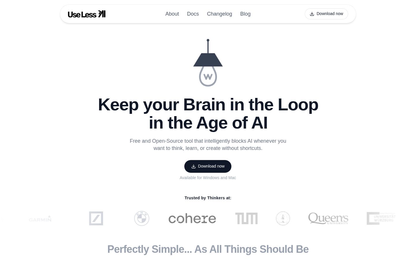 Use Less AI Homepage