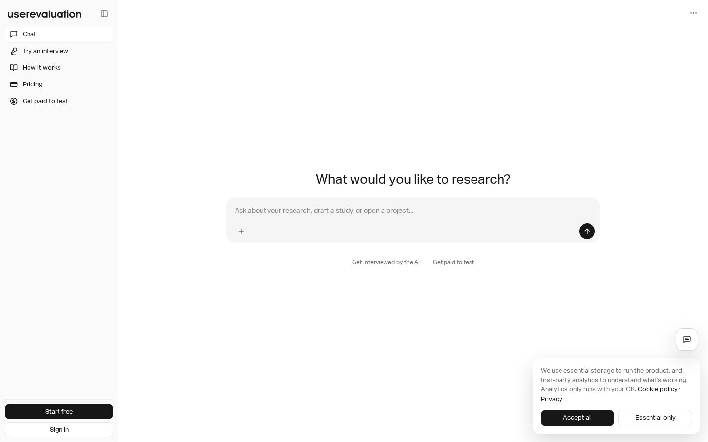 User Evaluation Homepage