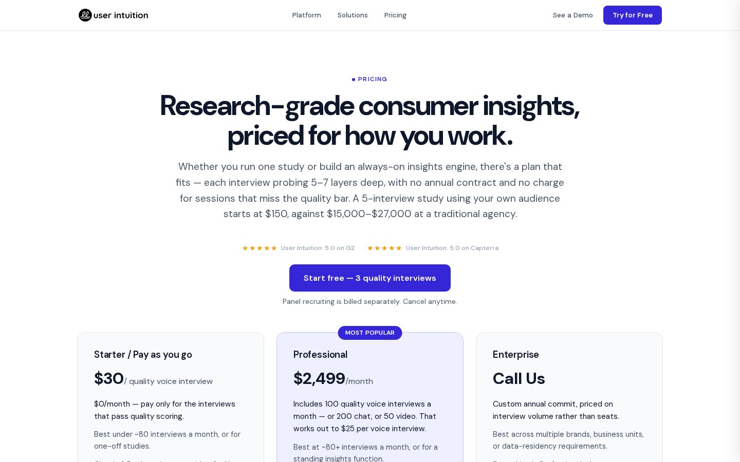 User Intuition Pricing