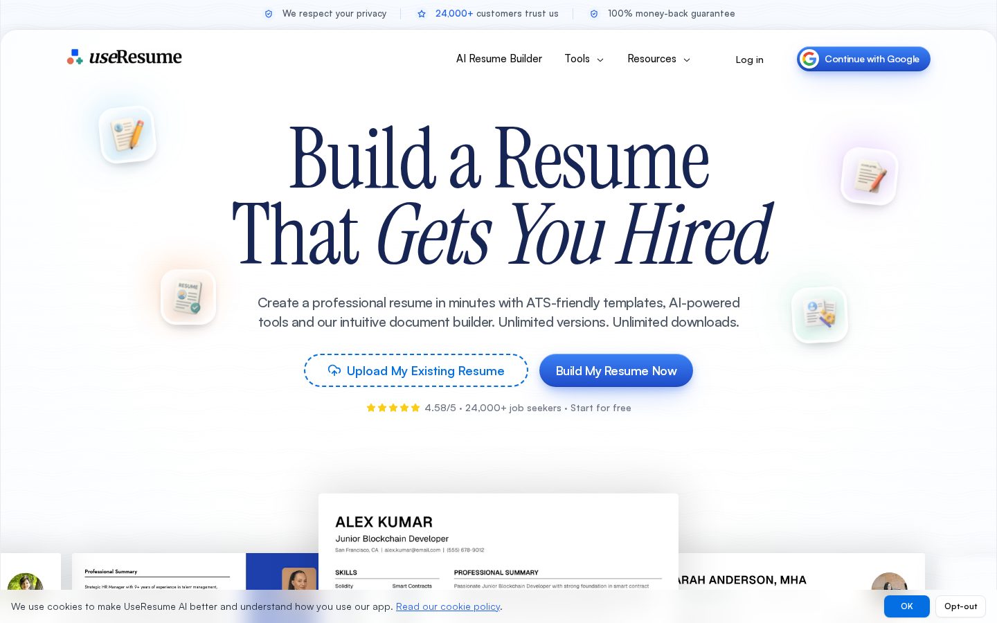 UseResume Homepage