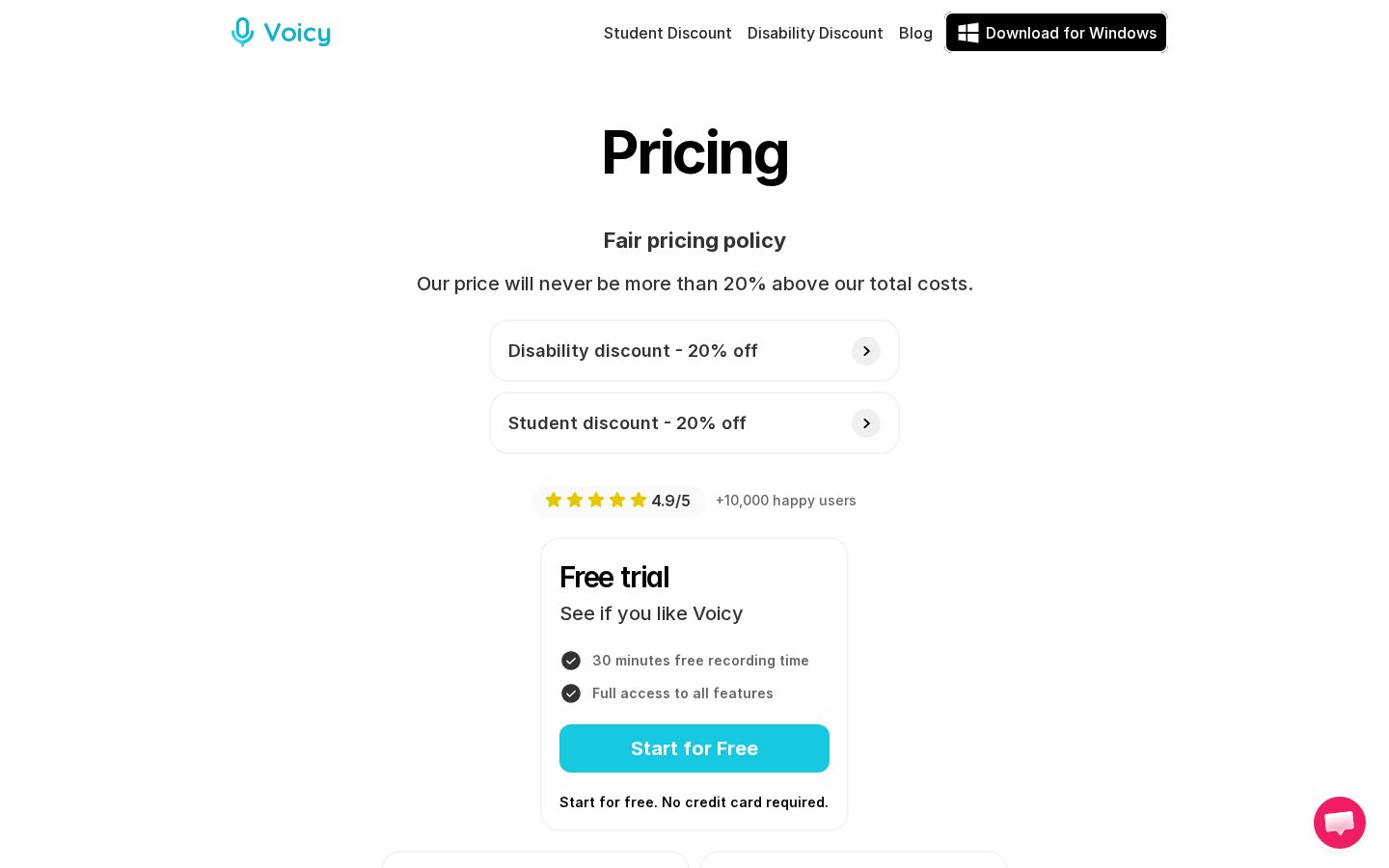 UseVoicy Pricing