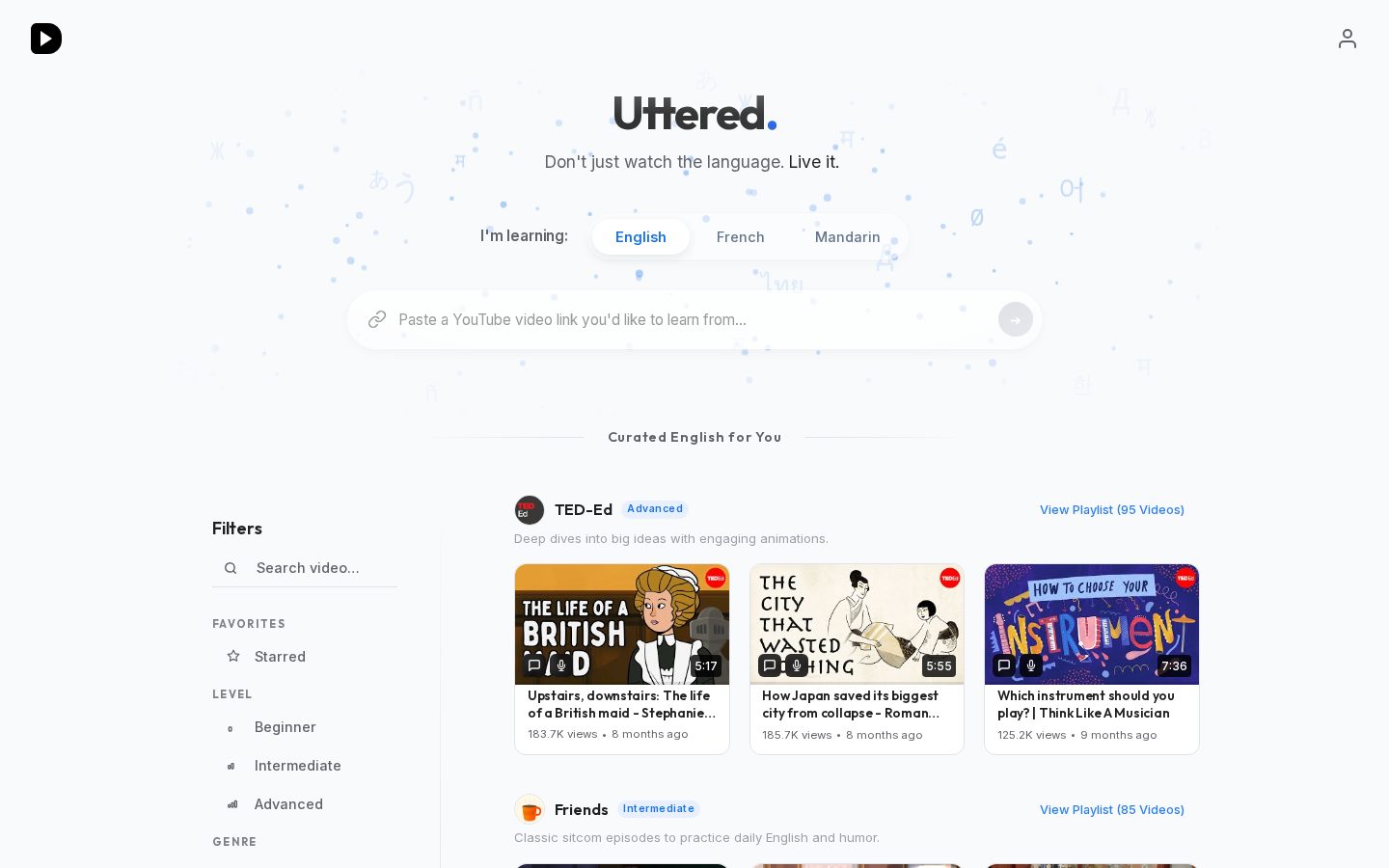 Uttered Homepage