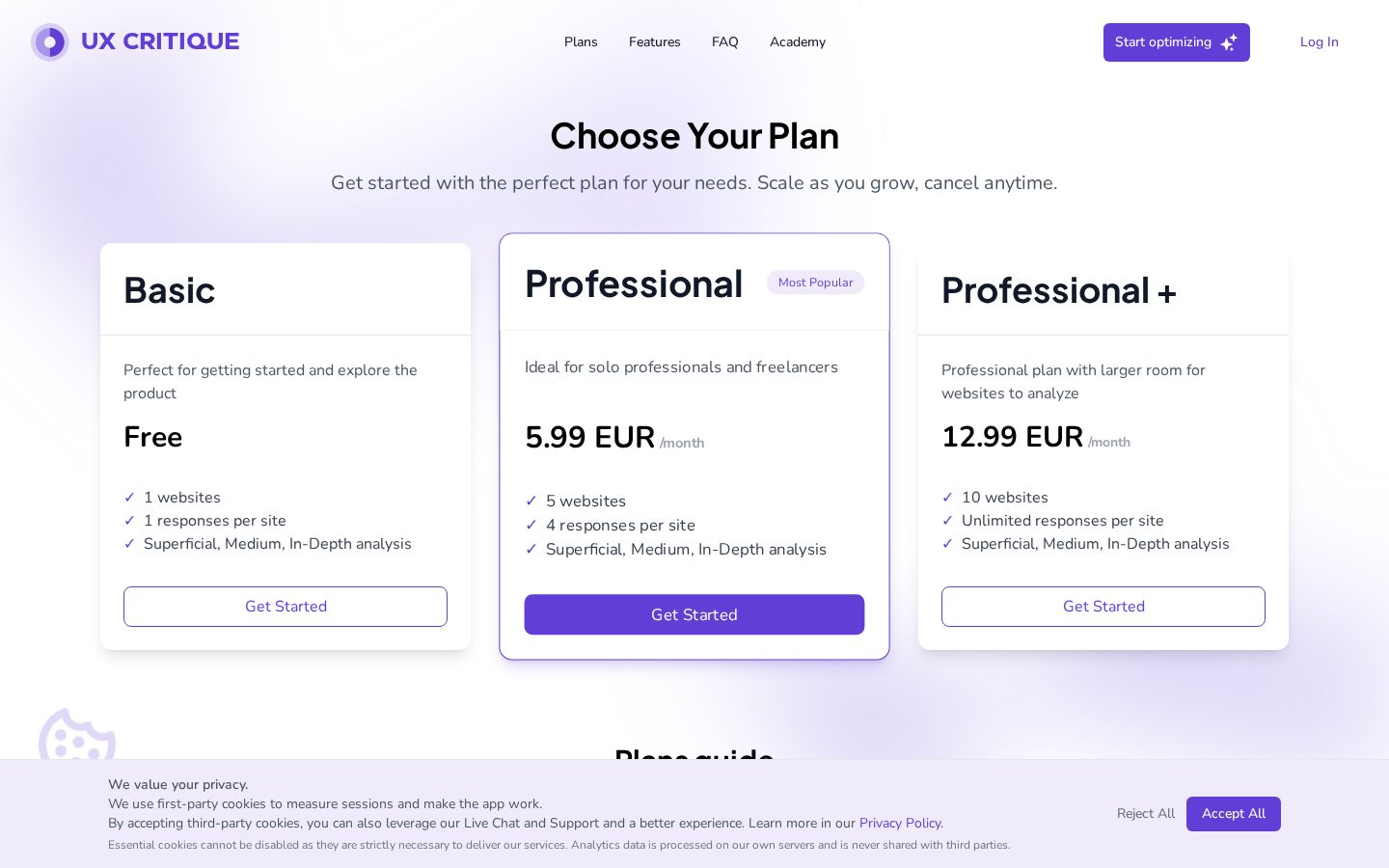 UX Critique Pricing