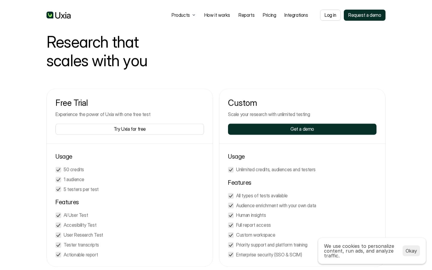 Uxia Pricing