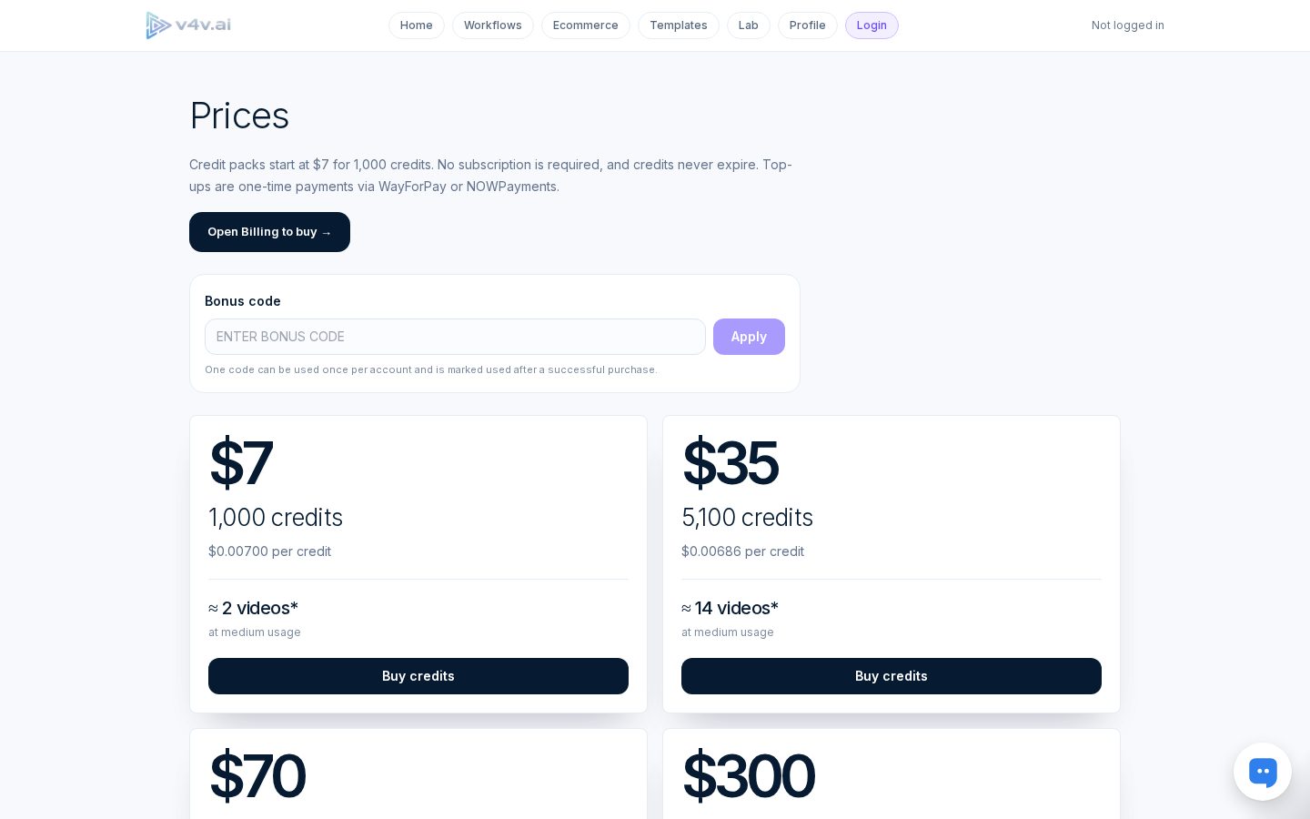 v4v.ai Pricing