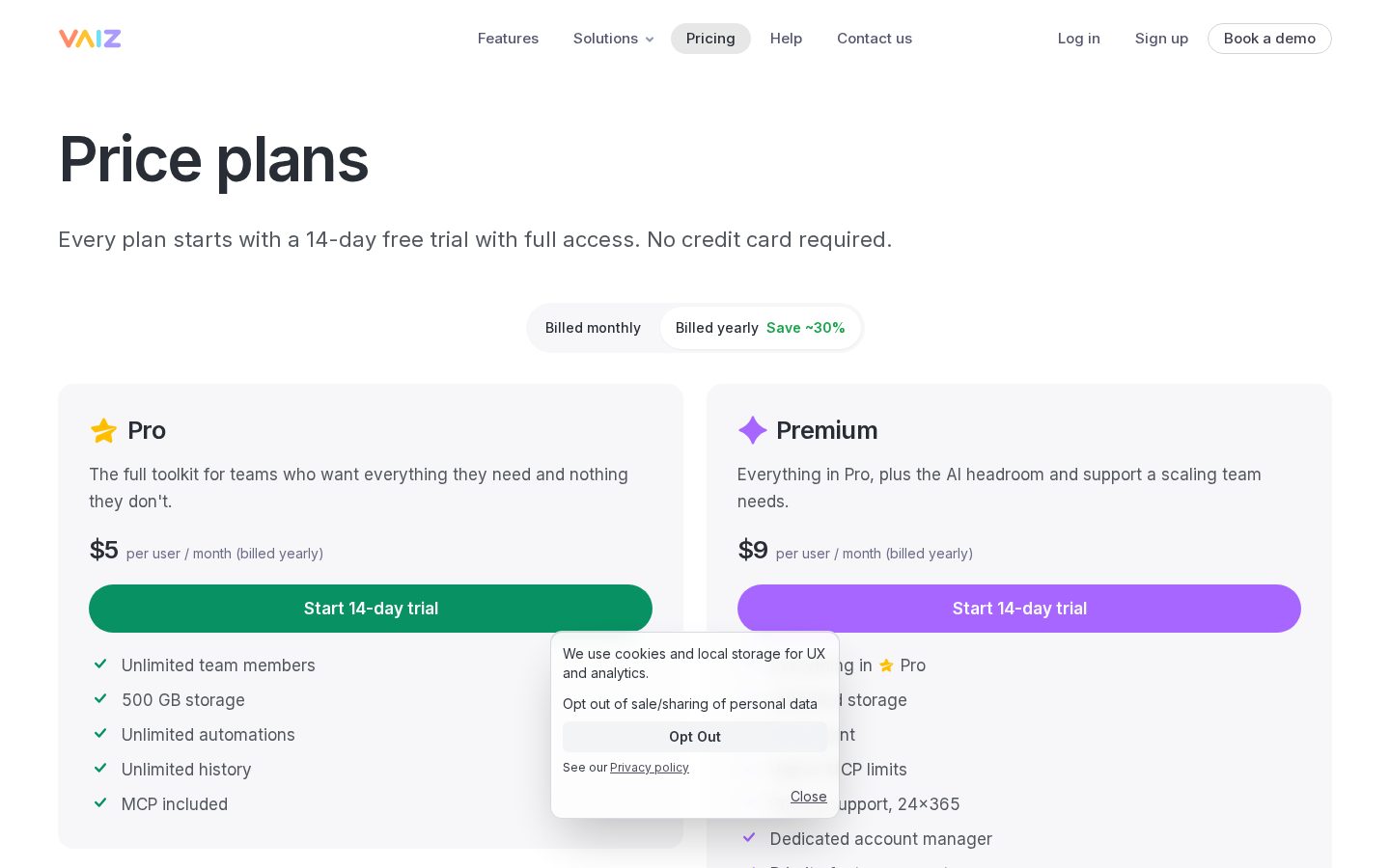 Vaiz Pricing