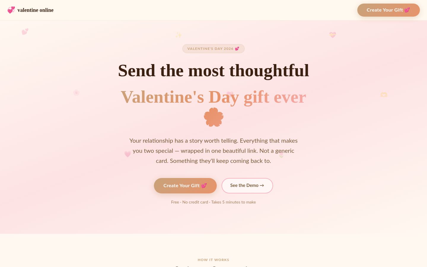 Valentine Online Homepage